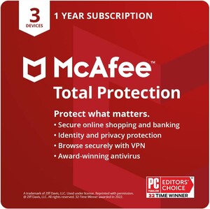 McAfee Total Protection | 3 Device | 1 Year Subscription